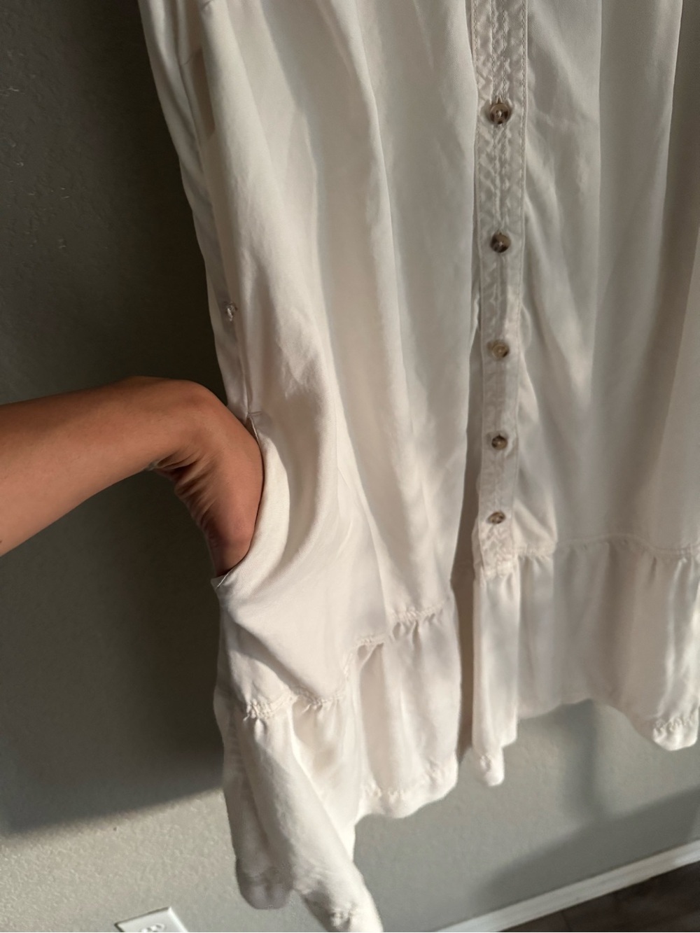 Lane Bryant Sleeveless Button Front Tiered Swing Dress Ivory Size 14 - Picture 2 of 7